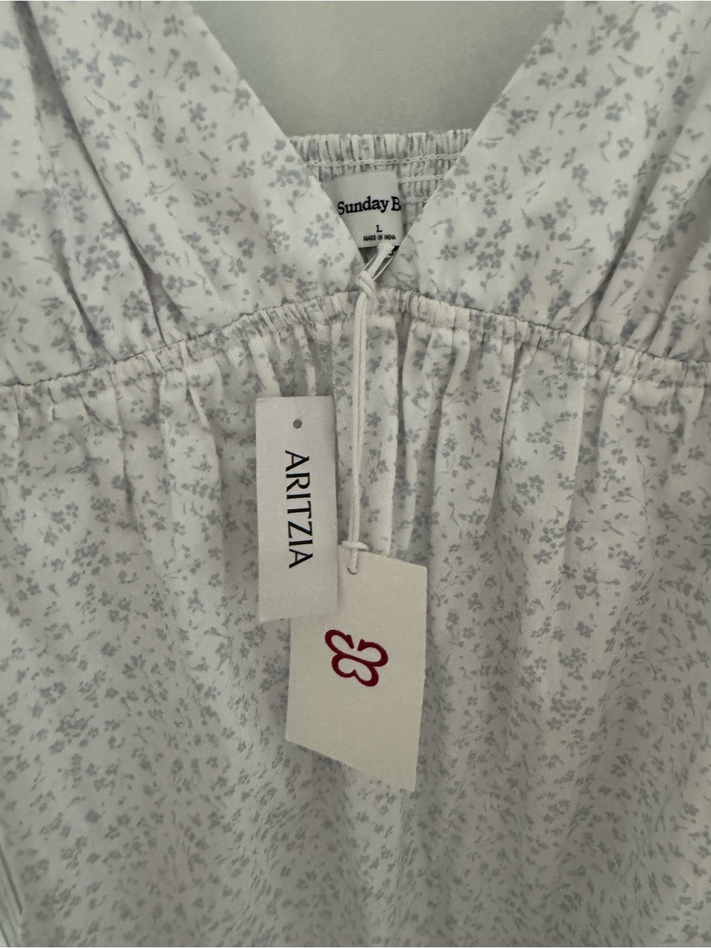 Aritzia White Mini Floral V-Neck Sundress - Picture 2 of 3